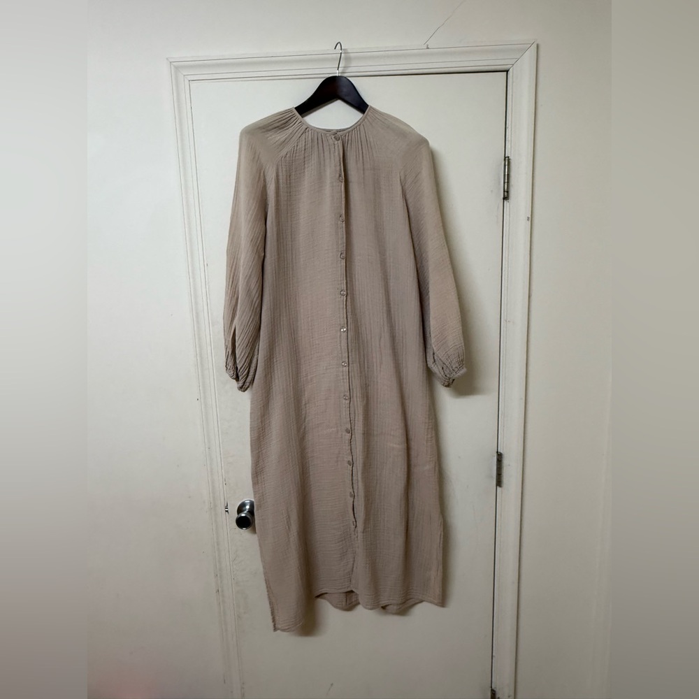 Chic Long Sleeve Beige Dress